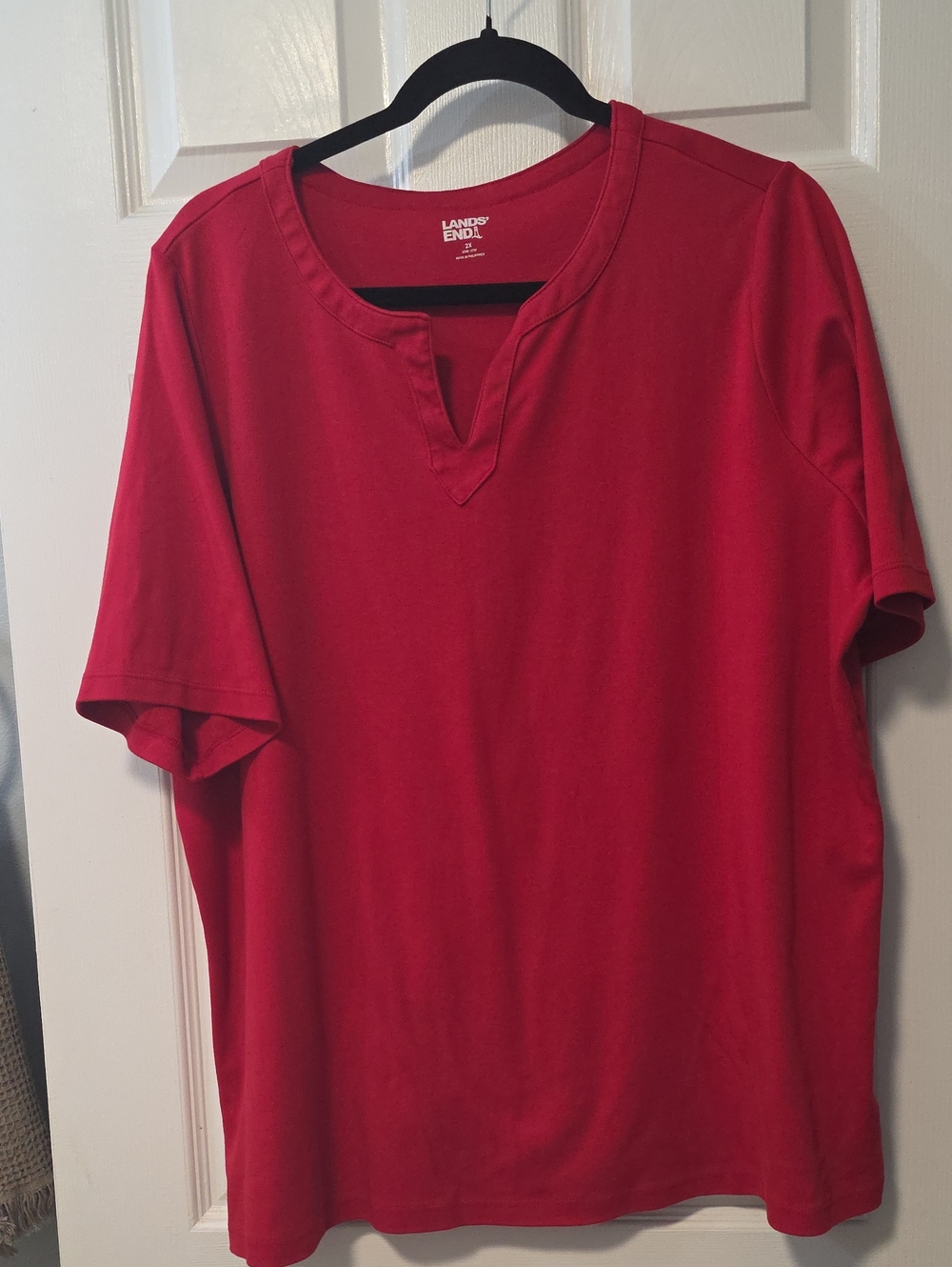 Lands' End 2x Red Short-Sleeve V-Notch Tunic
